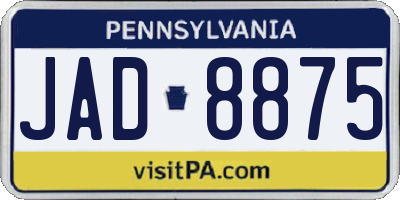 PA license plate JAD8875