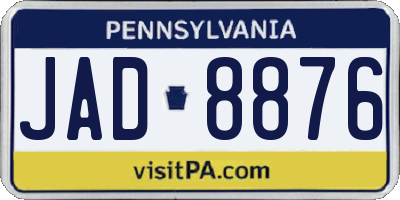 PA license plate JAD8876