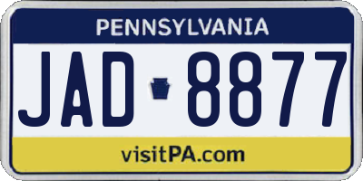 PA license plate JAD8877