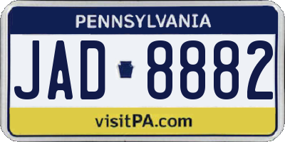 PA license plate JAD8882