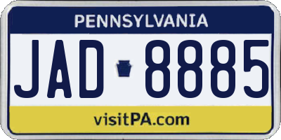 PA license plate JAD8885