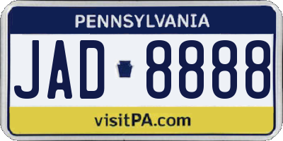 PA license plate JAD8888