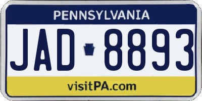 PA license plate JAD8893