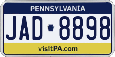 PA license plate JAD8898