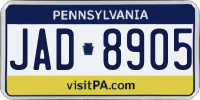 PA license plate JAD8905