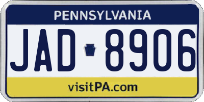 PA license plate JAD8906