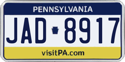 PA license plate JAD8917