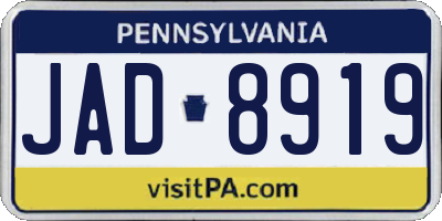 PA license plate JAD8919