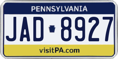 PA license plate JAD8927