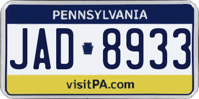 PA license plate JAD8933