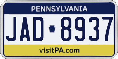 PA license plate JAD8937