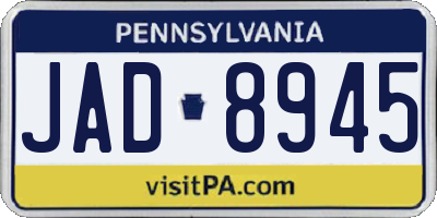 PA license plate JAD8945