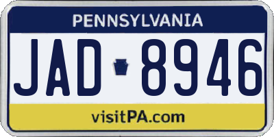 PA license plate JAD8946