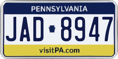 PA license plate JAD8947