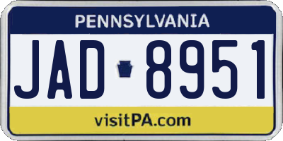 PA license plate JAD8951