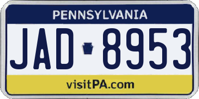 PA license plate JAD8953