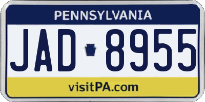 PA license plate JAD8955