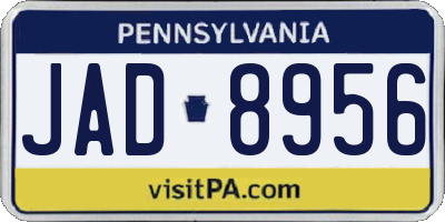 PA license plate JAD8956