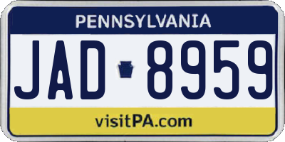 PA license plate JAD8959