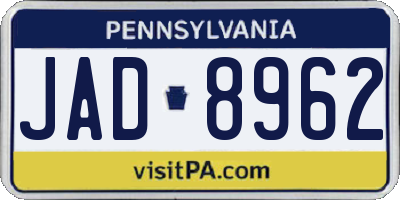 PA license plate JAD8962