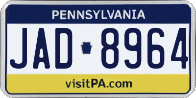 PA license plate JAD8964