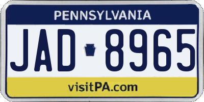 PA license plate JAD8965