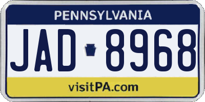 PA license plate JAD8968