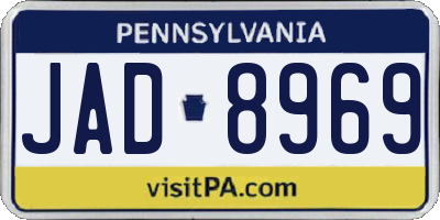 PA license plate JAD8969