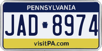 PA license plate JAD8974