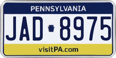 PA license plate JAD8975