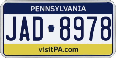 PA license plate JAD8978