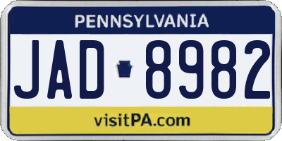 PA license plate JAD8982