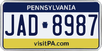 PA license plate JAD8987