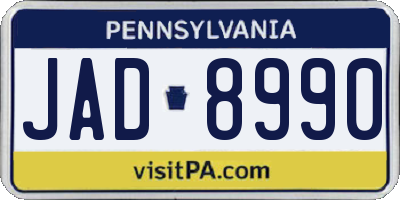 PA license plate JAD8990