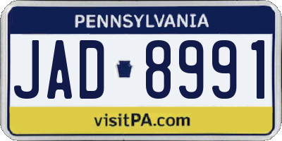PA license plate JAD8991