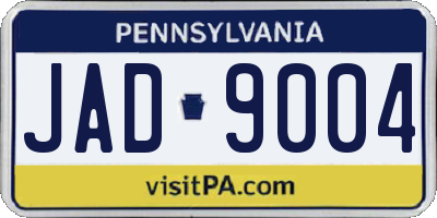 PA license plate JAD9004