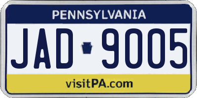 PA license plate JAD9005