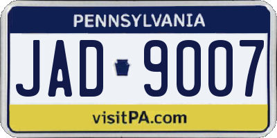 PA license plate JAD9007