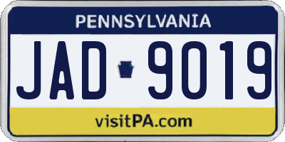 PA license plate JAD9019