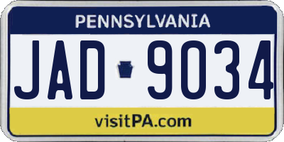 PA license plate JAD9034