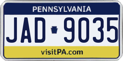 PA license plate JAD9035