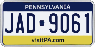 PA license plate JAD9061