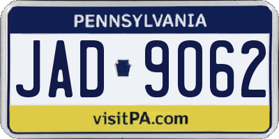 PA license plate JAD9062