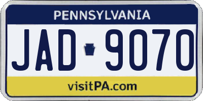 PA license plate JAD9070