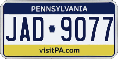 PA license plate JAD9077