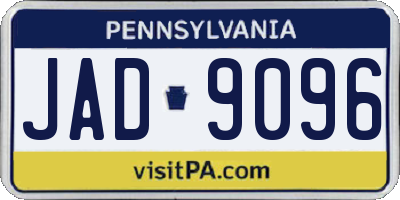 PA license plate JAD9096