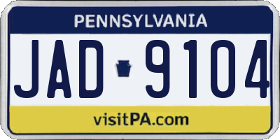 PA license plate JAD9104