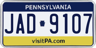 PA license plate JAD9107