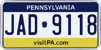 PA license plate JAD9118