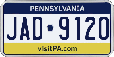 PA license plate JAD9120
